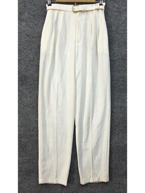 Vintage Joan Walters Magic Fit Slacks 8 White USA Tapered Leg Casual Academia